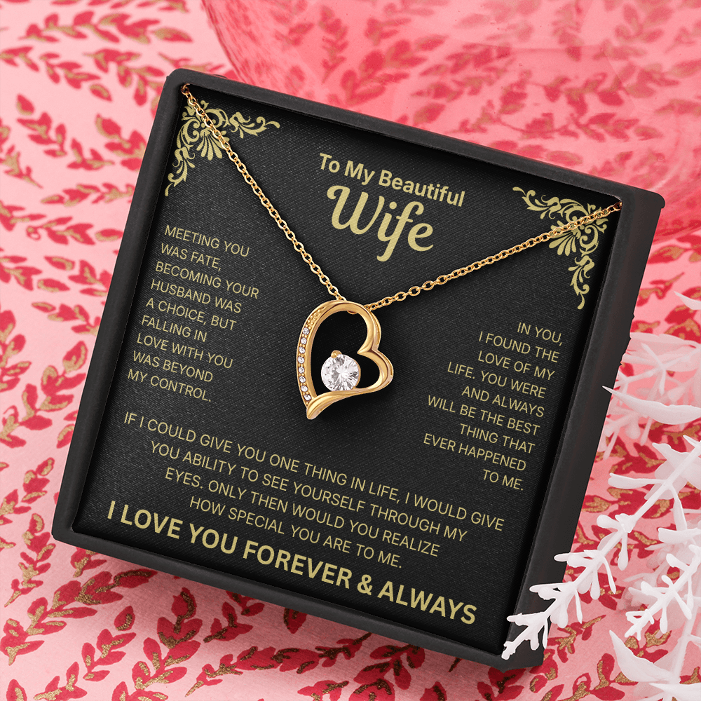 To My Beautiful Wife - Heart Necklace