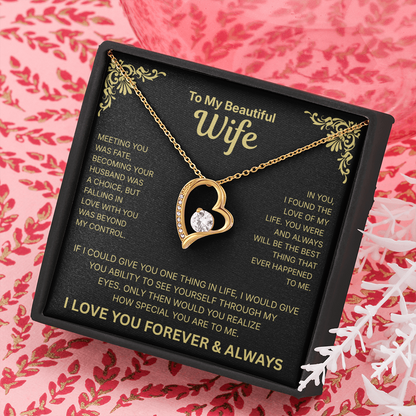 To My Beautiful Wife - Heart Necklace