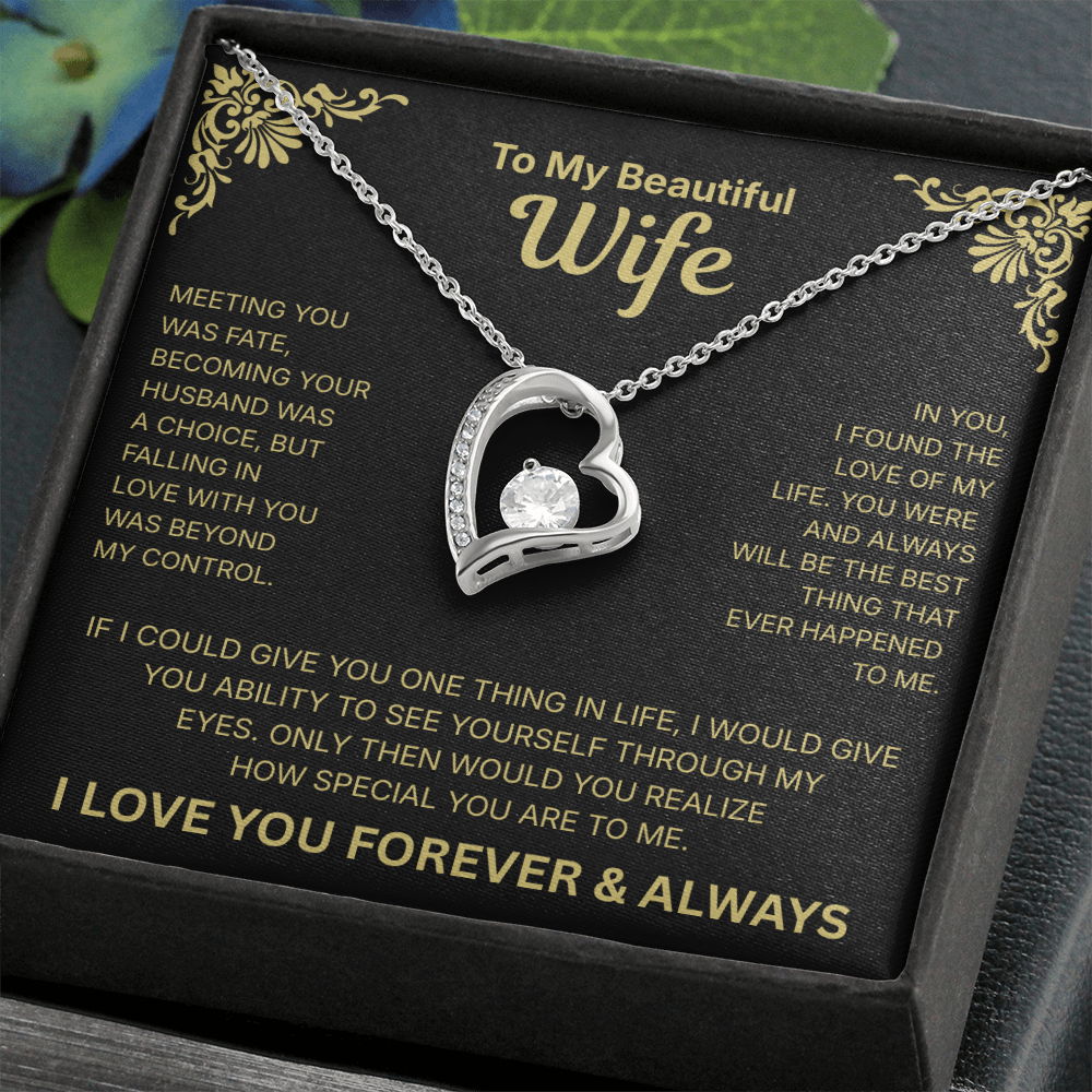 To My Beautiful Wife - Heart Necklace