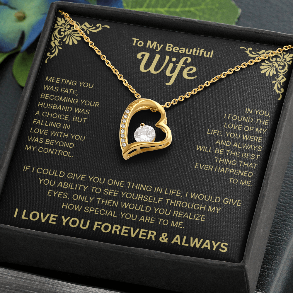 To My Beautiful Wife - Heart Necklace