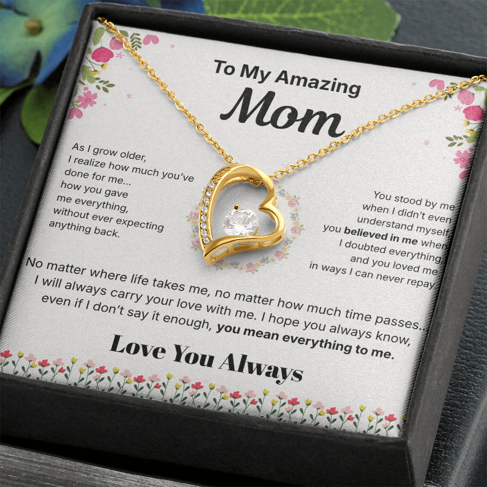 To My Amazing Mom - Heart Necklace Gift