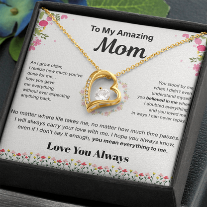 To My Amazing Mom - Heart Necklace Gift