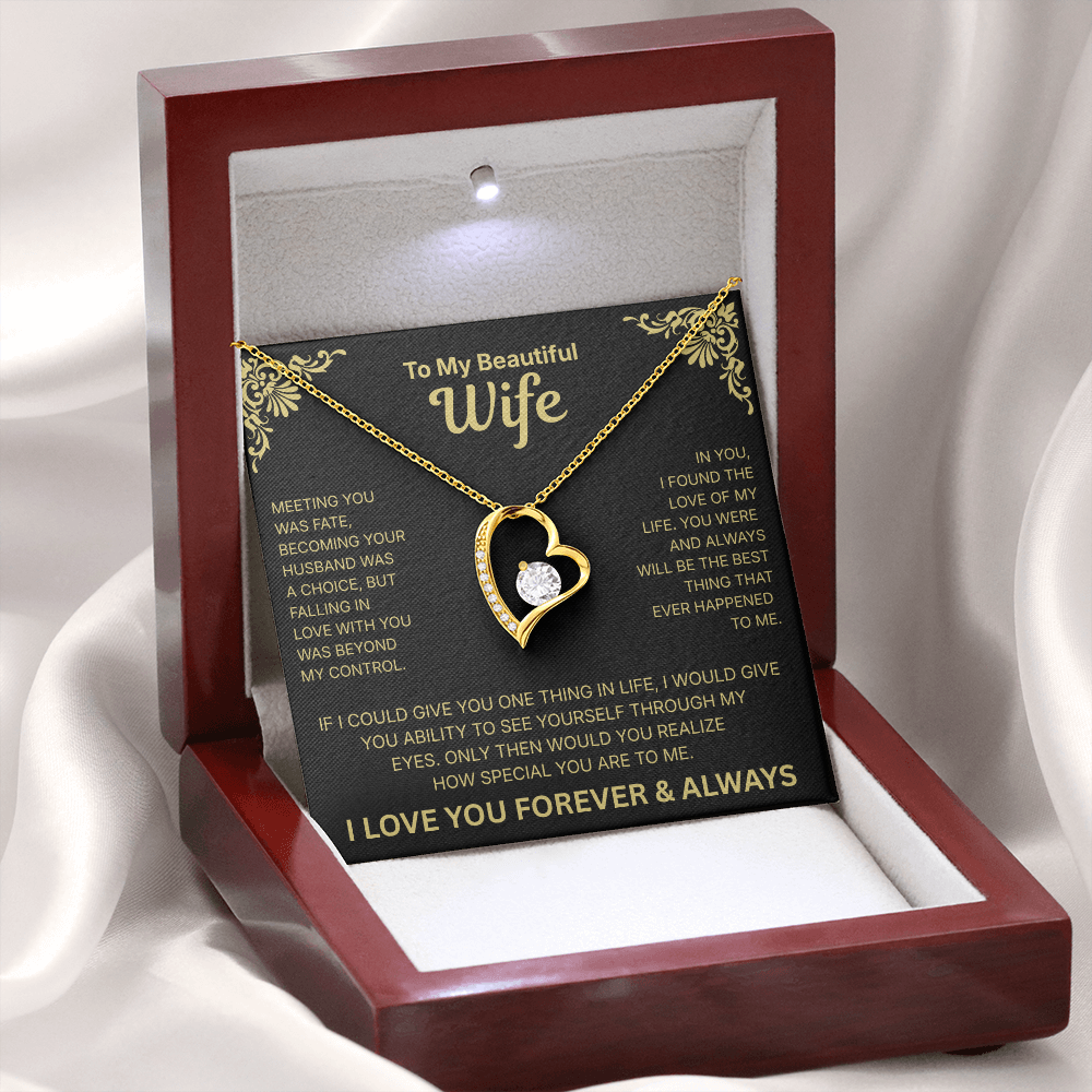To My Beautiful Wife - Heart Necklace
