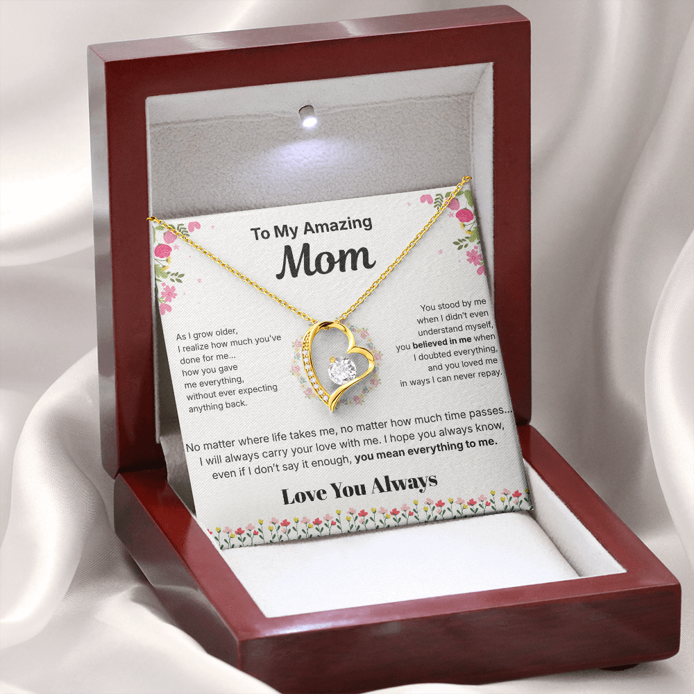 To My Amazing Mom - Heart Necklace Gift