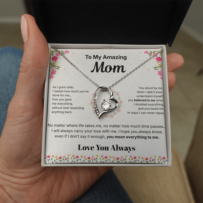 To My Amazing Mom - Heart Necklace Gift