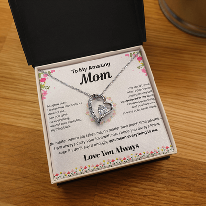 To My Amazing Mom - Heart Necklace Gift