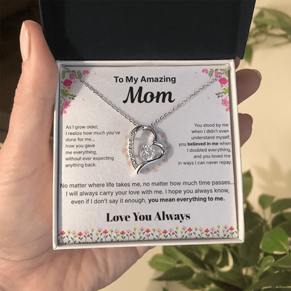 To My Amazing Mom - Heart Necklace Gift