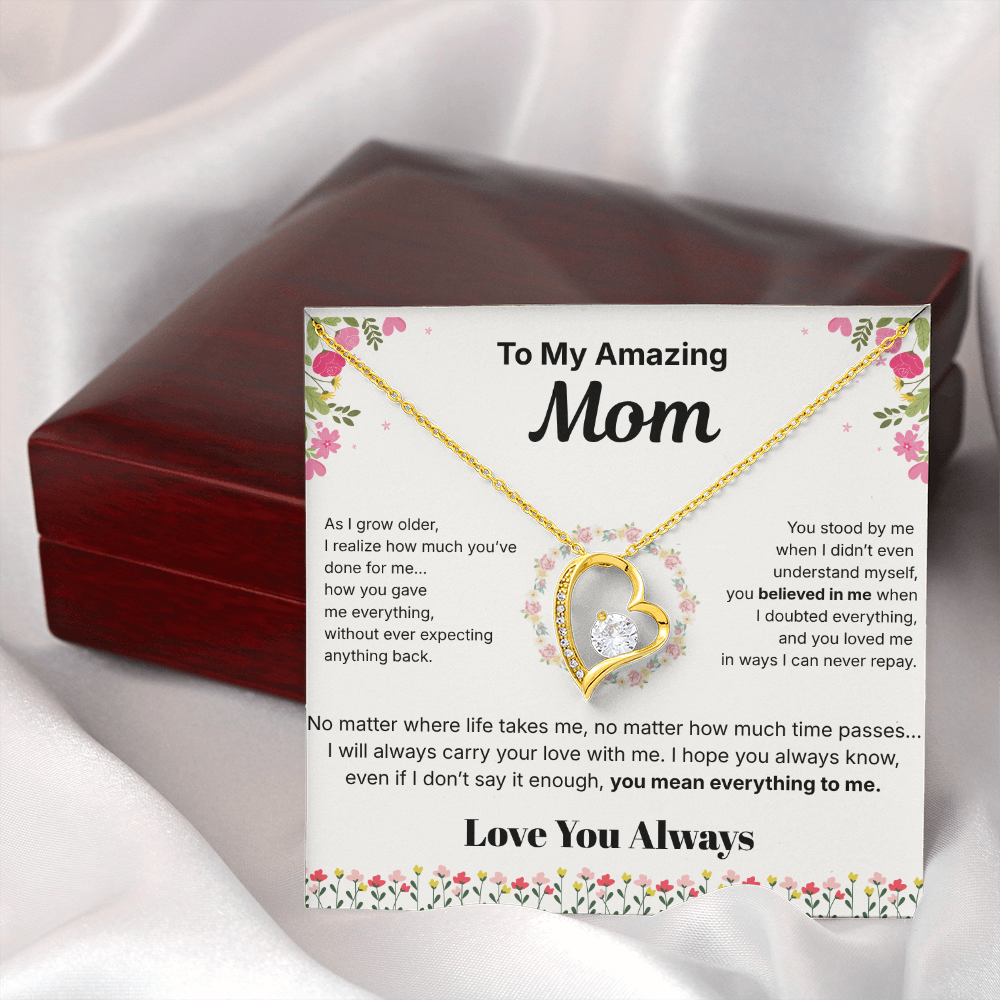 To My Amazing Mom - Heart Necklace Gift