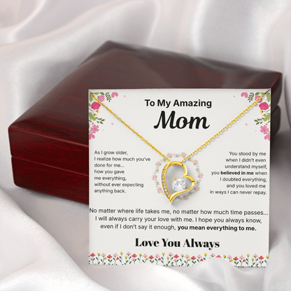 To My Amazing Mom - Heart Necklace Gift