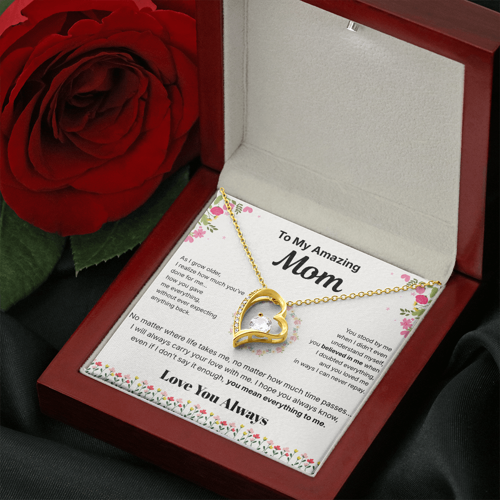 To My Amazing Mom - Heart Necklace Gift